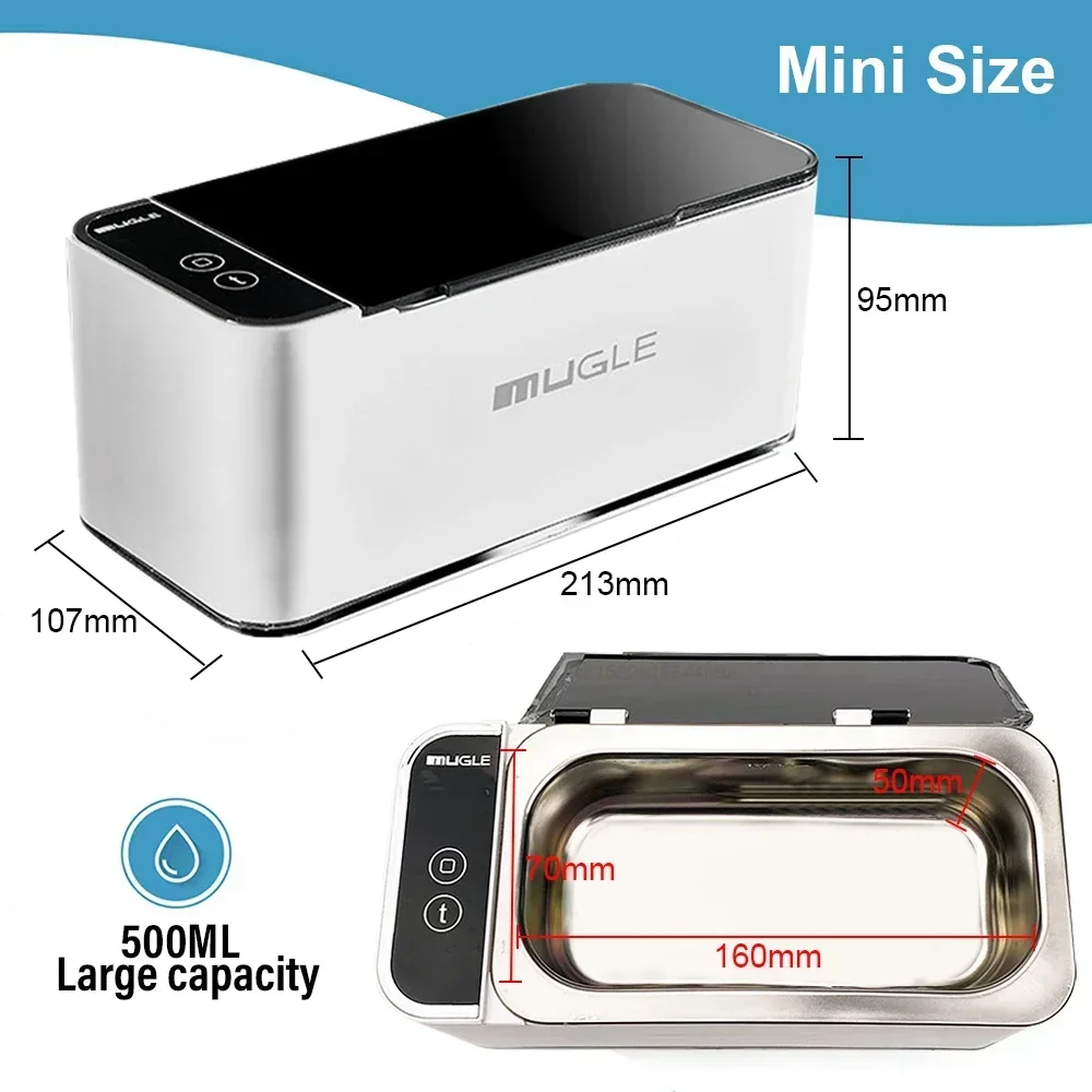 Powerful Ultrasonic Cleaner 500ML 46kHz for Jewelry Glasses Razor Circuit Board Watches Denture Teeth Ultrasound Washing Machine