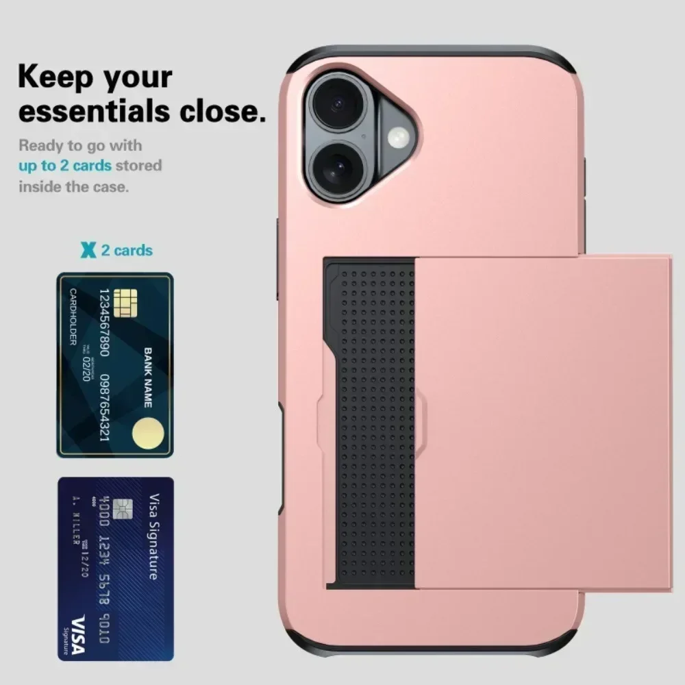 Sleek Wallet Phone Case with Credit Card Holder and Sliding Pocket - Protective Cover