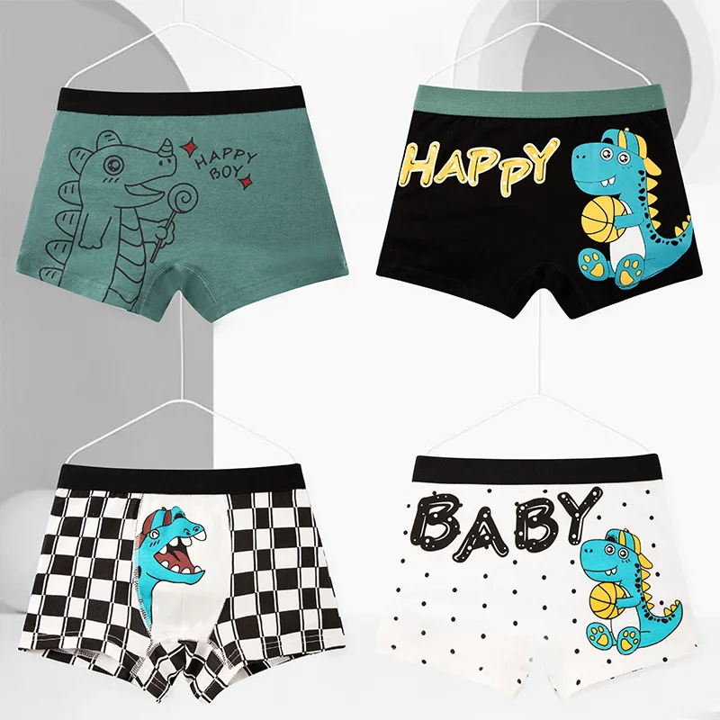Boys Boxers Boys Underwear Children Underwear 4 Pcs/Lot Kids Underwear Cotton Panties Dinosaur Pattern For Children