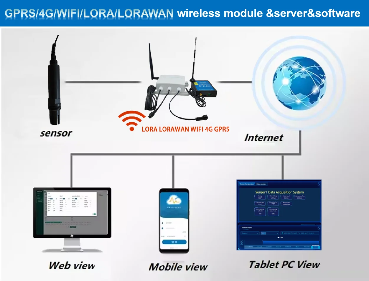 LORA LORAWAN 5 in 1 수질 측정기 PH EC TDS 염도 온도 센서 (산업 실험실용)