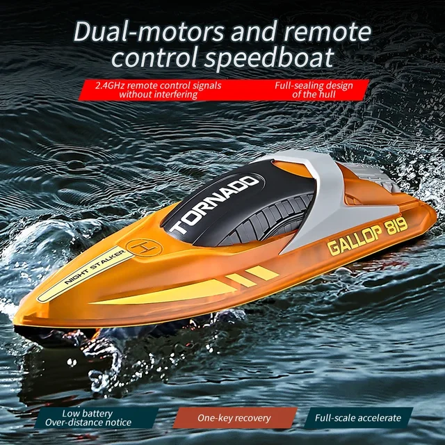 2.4G HJ819 RC Speedboat Remote Control Boat High Speed  Electric Racing Ship  Model Outdoor Waterproof Toy Children Boy Gift 2
