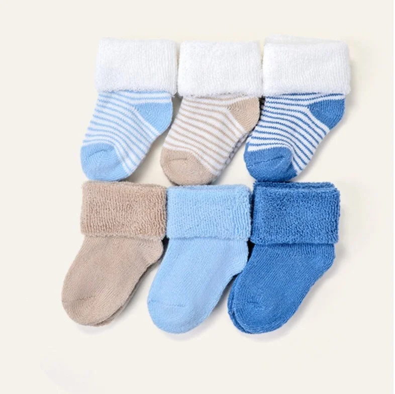 6 Pairs Kids Thicken Cotton Terry Socks Baby Boys Socks Soft Warm Newborn Indoor Sokken Autumn Winter 0-12m