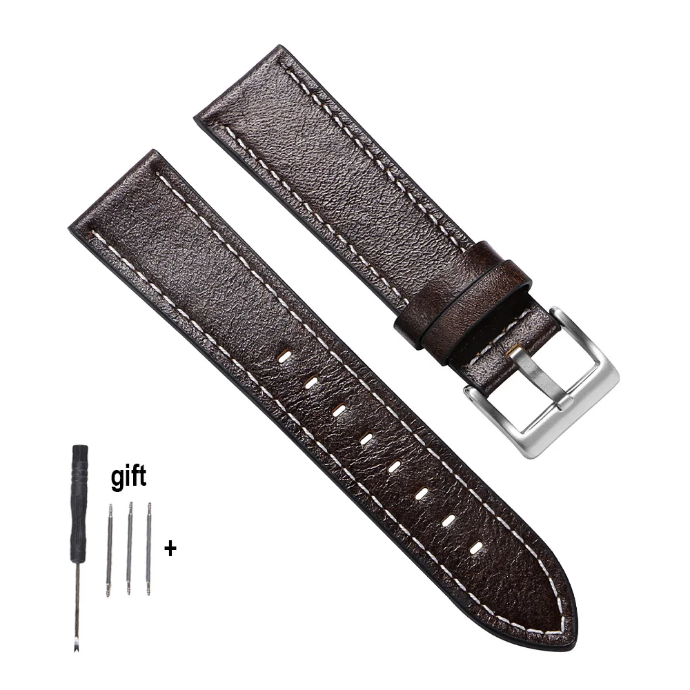 Handmade Vintage Brown Calfskin Leather Watch Band - Men's Soft Oil Wax Bracelet Strap Accessories