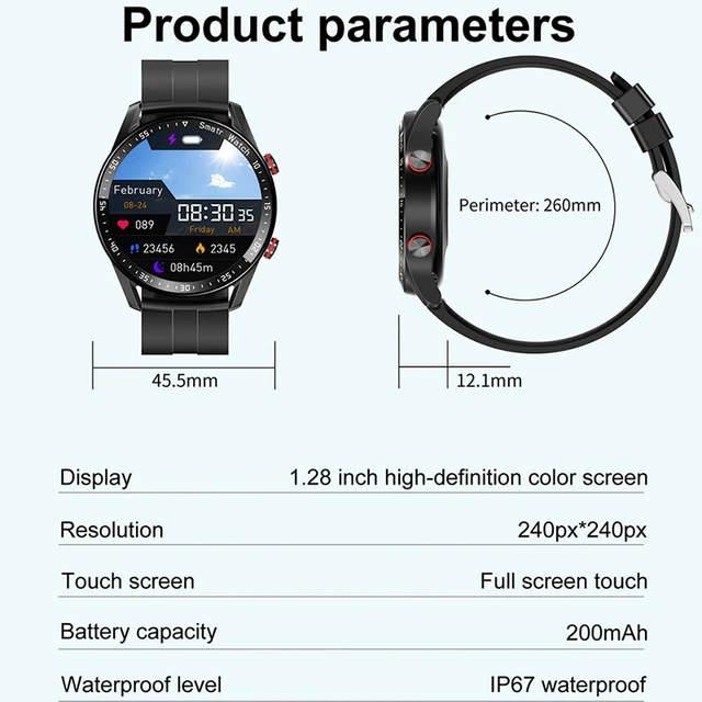24584-f92b76.jpg Montre connectée pour les hommes, Bluetooth, appel, étanche, moniteur d'activité physique