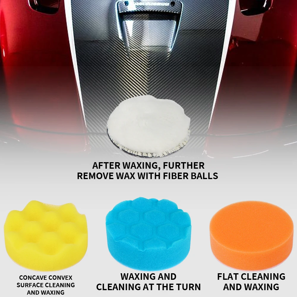 31Pcs 3-Inch Car Polishing Sponge Pads Kit Foam Pad er Polishing Machine Wax Pads for Motorcycle Scratches Drill