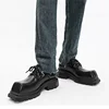 Men's Square Toe Leather Derby Shoes Women's Thick Sole Big Toe British Retro Lace Up Casual Leather Shoes for Gentlemen 4