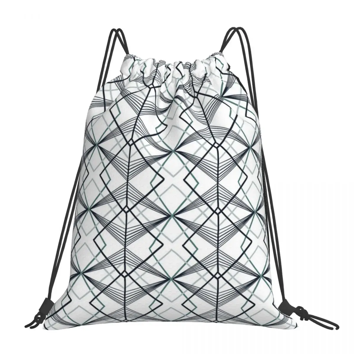 

Hand Drawn Geometric Pattern Backpacks Fashion Portable Drawstring Bags Drawstring Bundle Pocket Shoes Bag BookBag For Man Woman