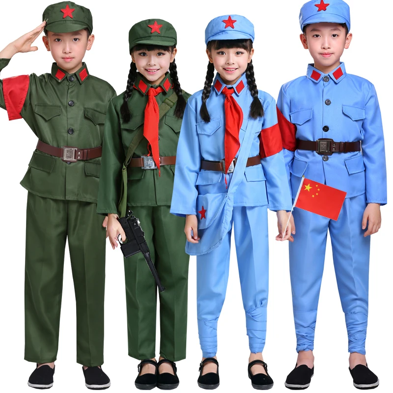 Children's Eighth Route Army Clothes Adult Red Stage Performances Girls New Fourth Army Uniform Chorus Clothing Cosplay kids police cosplay costume