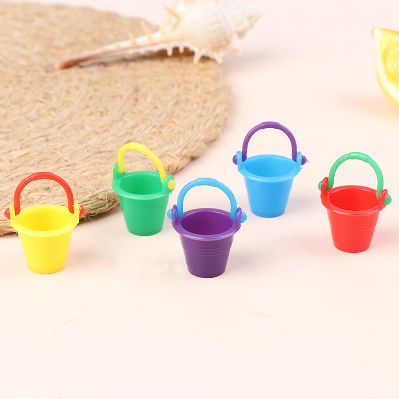 

2Pcs 1/12 Dollhouse Mini Water Buckets Model Garden Beach Bucket Furniture Accessories For Dolls House Decoration Kids Toys