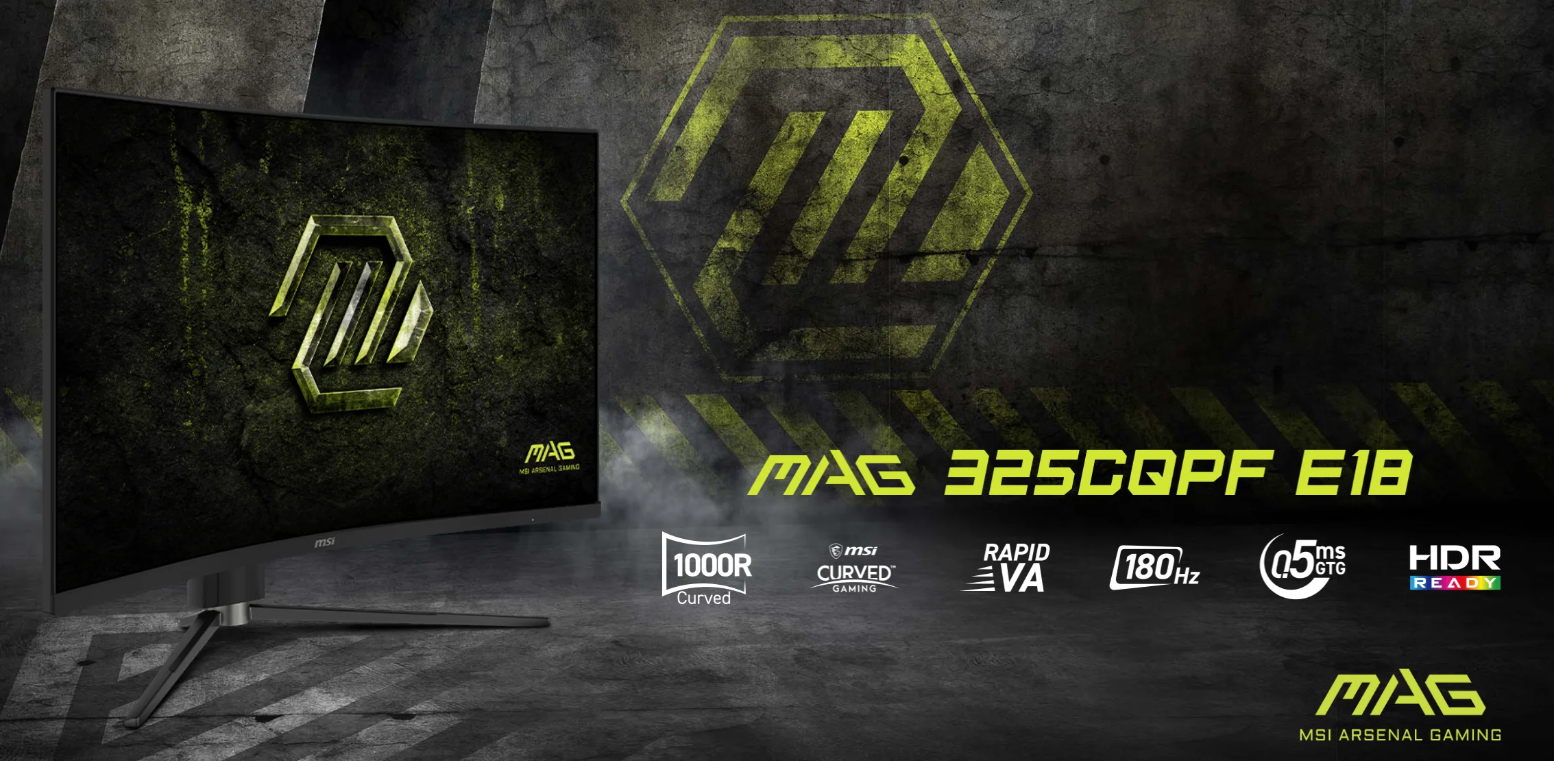 새로운 MSI MAG 325CQPF E18 게이밍 모니터 32인치 2560x1440 WQHD 180Hz 0.5ms 래피드 VA 1000R 커브드 스크린 HDR 디스플레이 (e스포츠용)