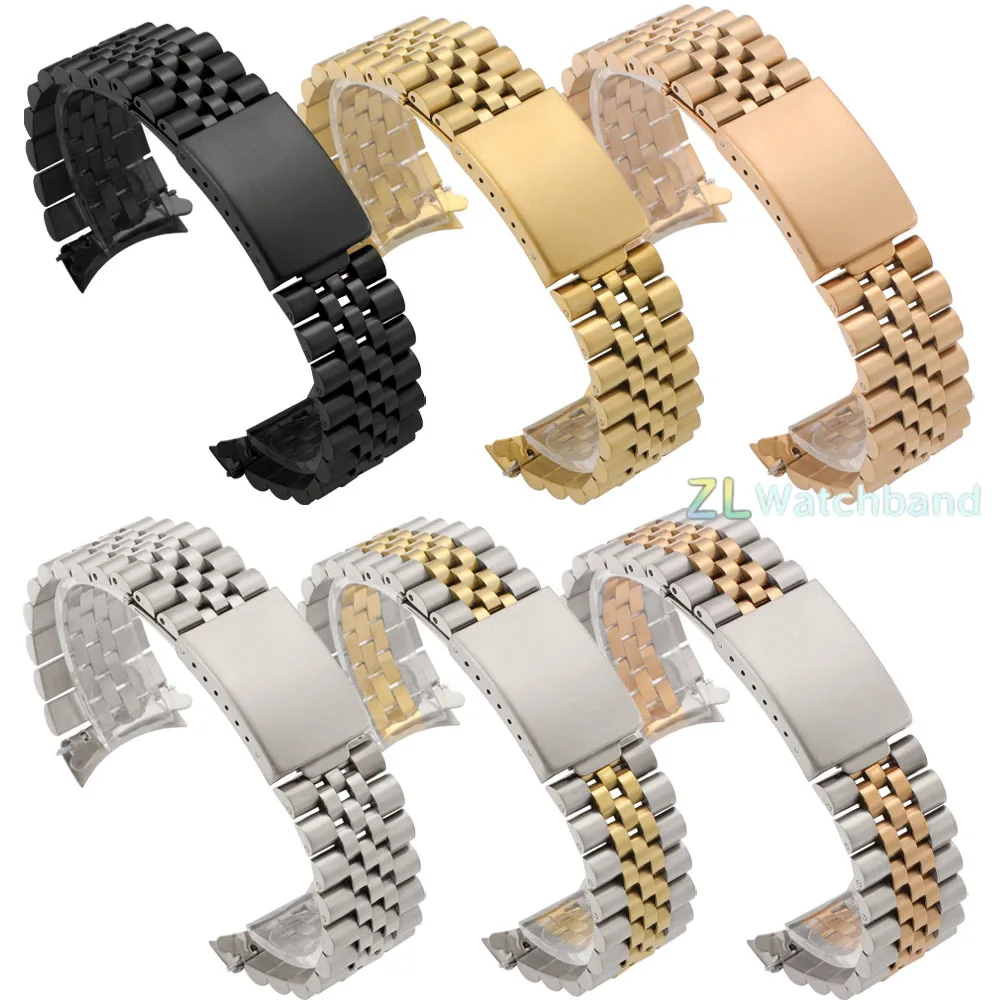 Luxurious Stainless Steel Curved-End Watch Band Bracelet Accessories