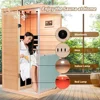 Far Infrared Sauna Room, 1 Person Sauna, 060W Indoor Sauna, 1 Bluetooth Speakers, 1 LED Reading Lamp Hemlock Wood Sauna Room 6