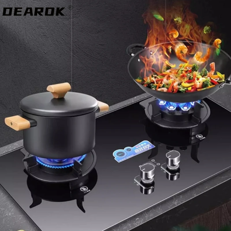 Flip-type Gas Burner Embedded Gas Stove Cooktop Timing function Household Fogao Energy-saving Dual-purpose Fierce Stove