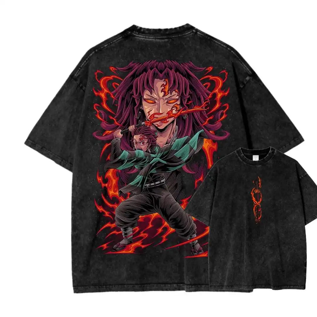 Vintage Wash Aesthetic Anime Graphic Tee, Otaku Gift Apparel