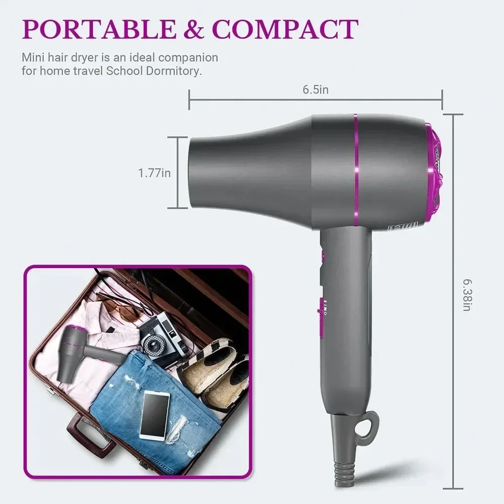 1800W Professional Hair Dryer Powerful Hair Care Strong Wind Blower Constant Temperature Collecting  Air Comb Nozzle Gear 2