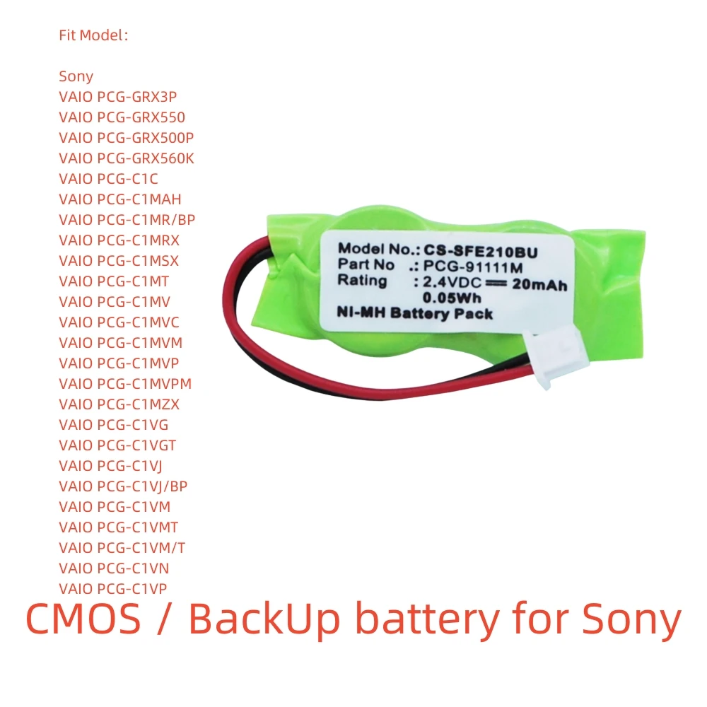 Никель-металлогидридный Аккумулятор для Sony CMOS/backup.2.4 в, 20 мАч, VAIO PCG-Z505 Series VAIO PCG-Z505,PCG-91111M 2/V15H Varta 2/V30H FL2/V11H-WR