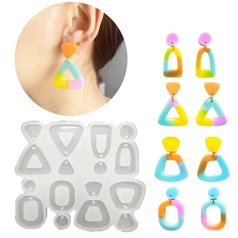 

Geometric Earring Mold Necklace Pendant Crystal Epoxy Resin Mold Bottle Silicone