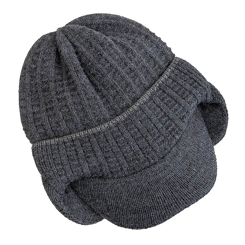 New Style Plush Fur Lined Winter Hat With Earflap Simple Color Beanie Hats For Men Keep Warm Cap Winter Hat Father Warm Gift