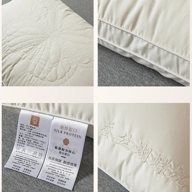 Silk Pillows 5 Star Hotel Bed Pillows Sleeping Pillow Neck Spine Protection Slow Rebound Sleeping Soft Washable Pillows Bedding 2