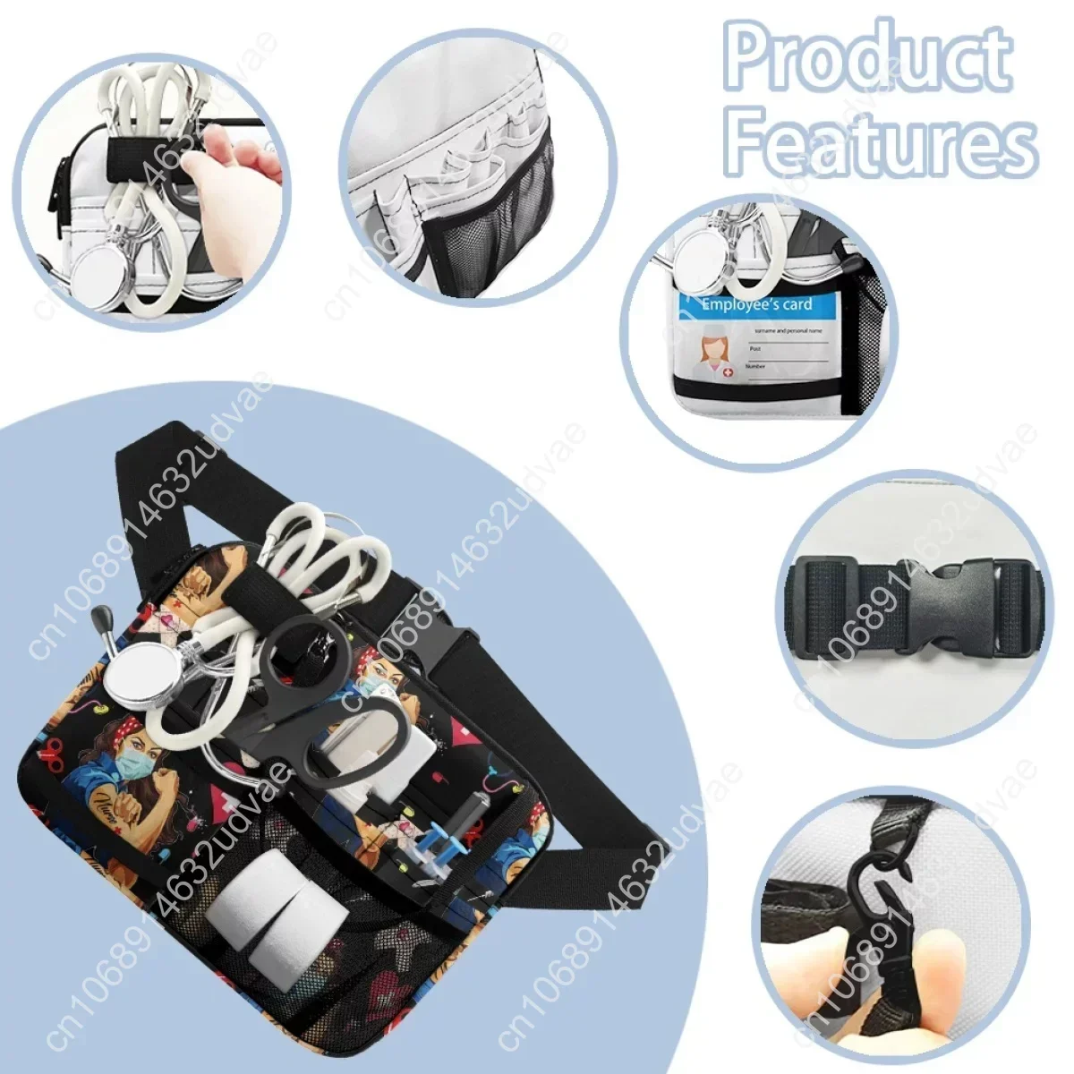2023 Utility Hip Bag Black Nurse Designer Belt Pouch Multiple Pocket Organiser Fanny Pack for Stethoscopes Bandage Scissor Gift