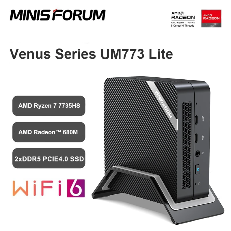 

MINISFORUM UM773 UM690 Mini PC AMD Ryzen 7 7735HS Ryzen 9 6900HX 8 Cores Windows 11 Pro DDR5 PCIE4.0 8K USB4.0 PC Gamer Computer