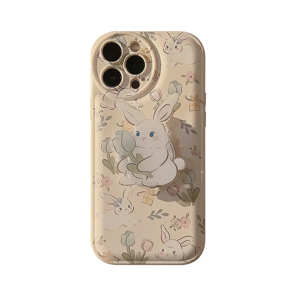 Garden rose rabbit cartoon bunny Bracket shell Phone Case For