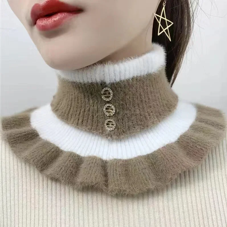 Women's Autumn Winter Warm Scarf Fake Collar Imitation Mink Velvet Soft Scarves New Neck Warmer Protection Collar