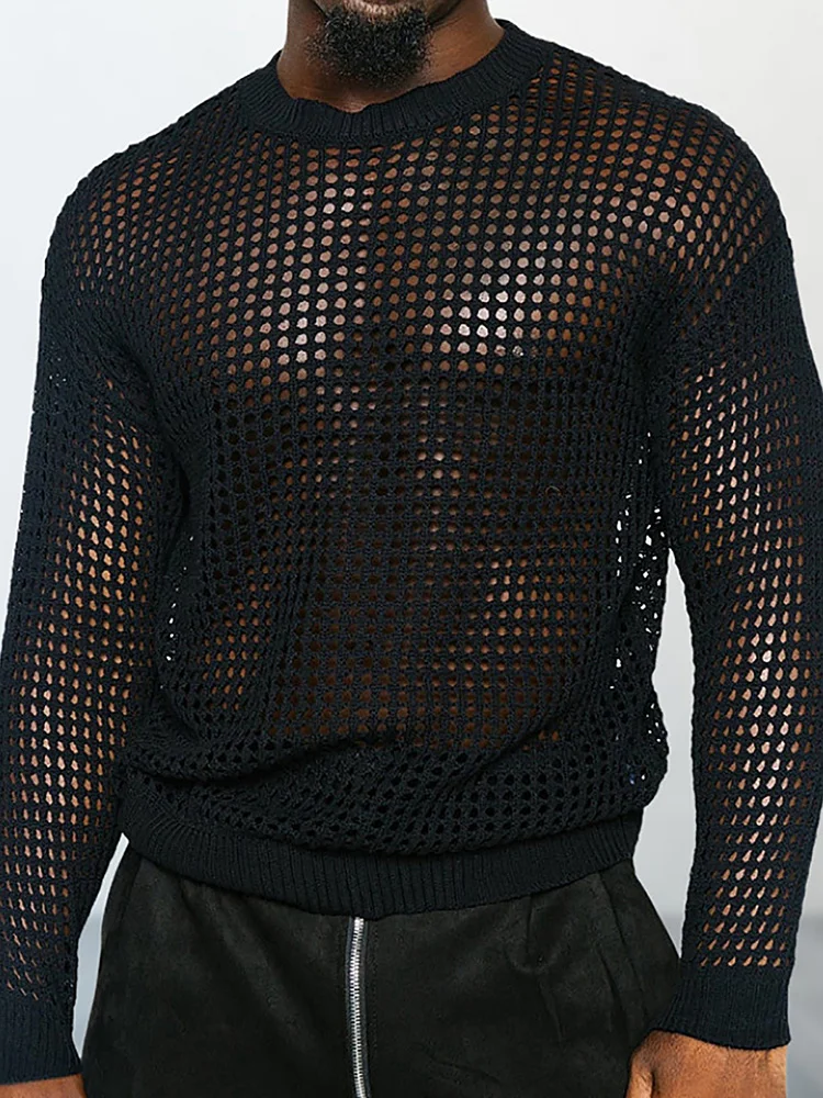 

Модные пуловеры для отдыха, мужские весенне-летние простые тонкие свитера с длинным рукавом, элегантные однотонные сексуальные мужские топы с круглым вырезом