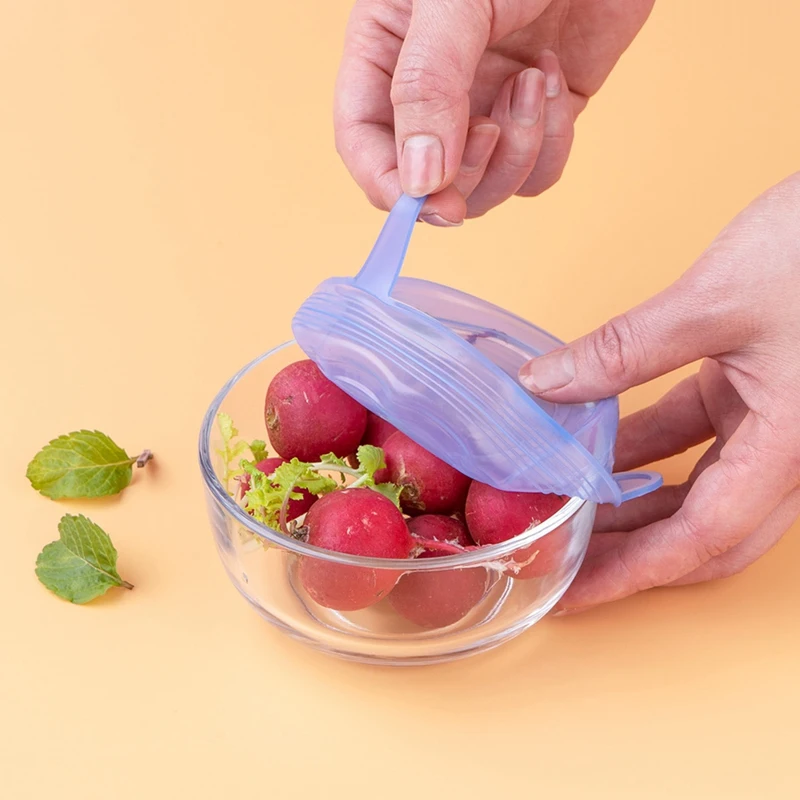 

Силиконовые крышки 6 шт. в упаковке для хранения свежих продуктов-герметично сохраняют свежесть еды и уменьшают отходы