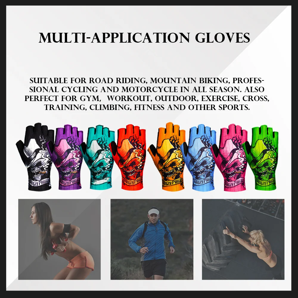 CHOOEE Cycling Gloves Sports Mtb Bike Bicycle Glove Men Women Half Fingerless Breathable Anti-shock Anti-Slip Sweat 6