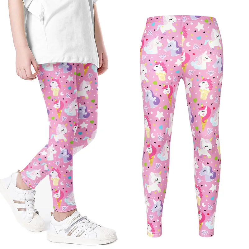 Kids Tights Spring Girls Unicorn Leggings Cute Cartoon Printed Skinny Trousers Children Tights