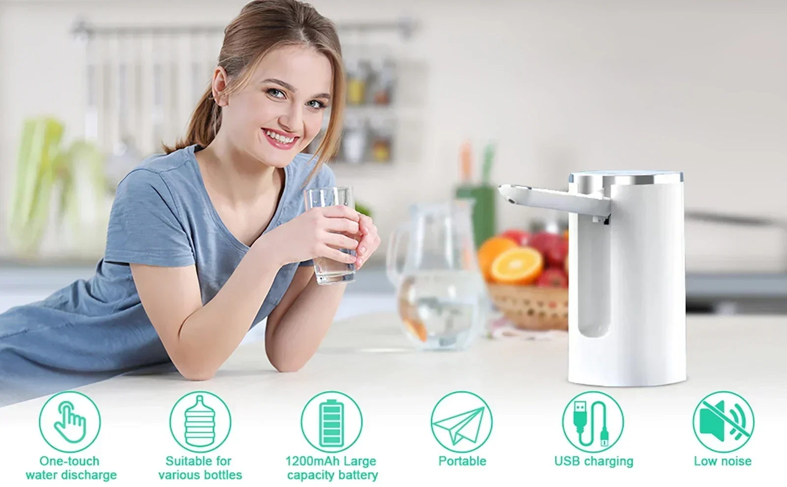 Description Picture 3 of itemElectric Water Gallon Pump Automatic Water Pump 19 Liters Foldable Desktop Water Bottle Pump USB Rechargeable Waters Dispenser