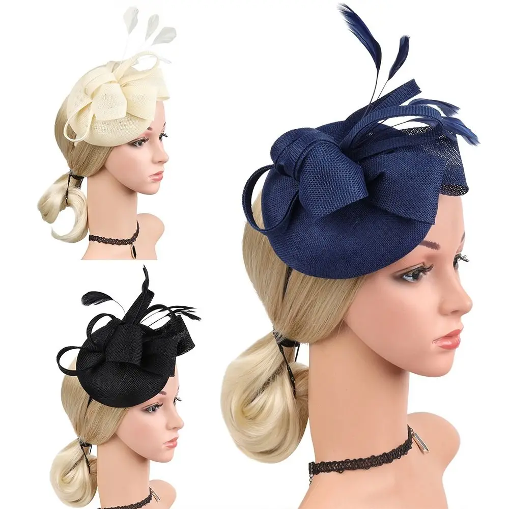 

Головной убор с цветами и перьями, новые аксессуары для волос, сетчатые вуалетки, головные уборы, Женская лента для волос