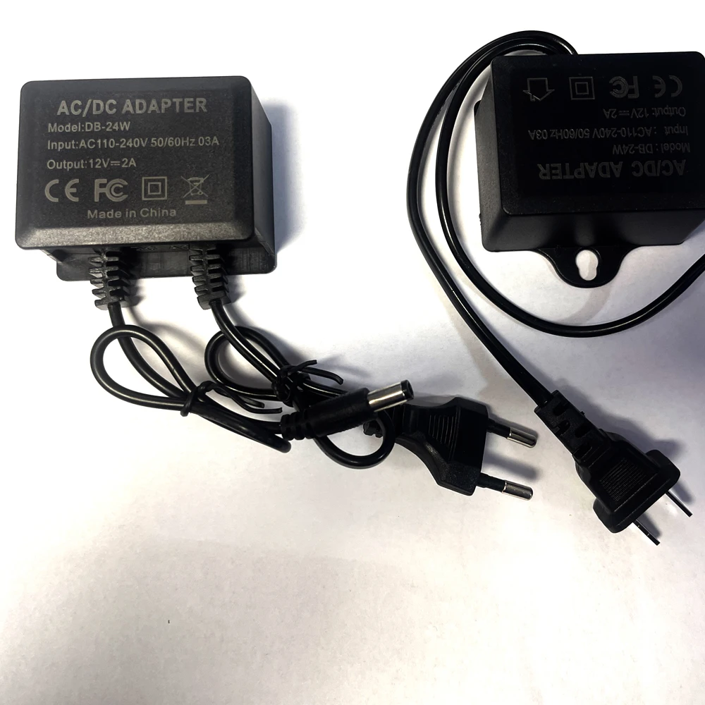 12V2A Waterproof IP66 For camera Power AC Outdoor 100V-240V Converter Adapter DC 2000mA LED Supply EU US Plug 5.5mm x 2.1-2.5mm 2
