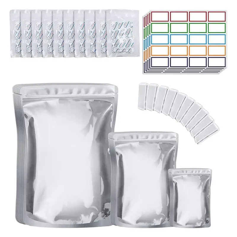 

Food Storage Mylar Bags Storage Bags With 100x400cc Oxygen Absorbers 3 Layers Thicken Resealable Zipper Pouches Heat Sealable