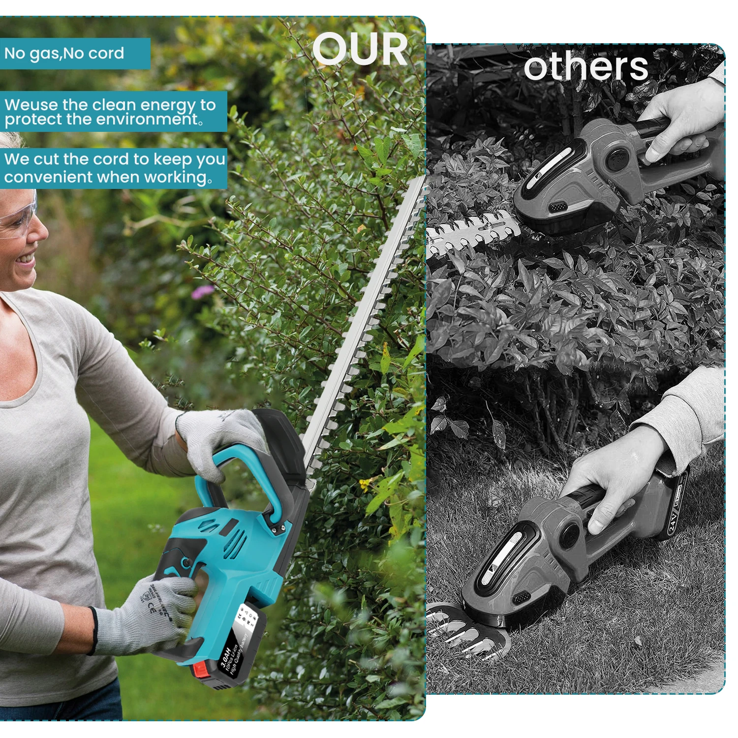 2000 W Elektrische Heckenschere Effiziente Rasenmäher Garten Landschaftsbau Trimmen Strauch Beschneiden Werkzeuge Für Makita 21 V Batterie – Detail 3