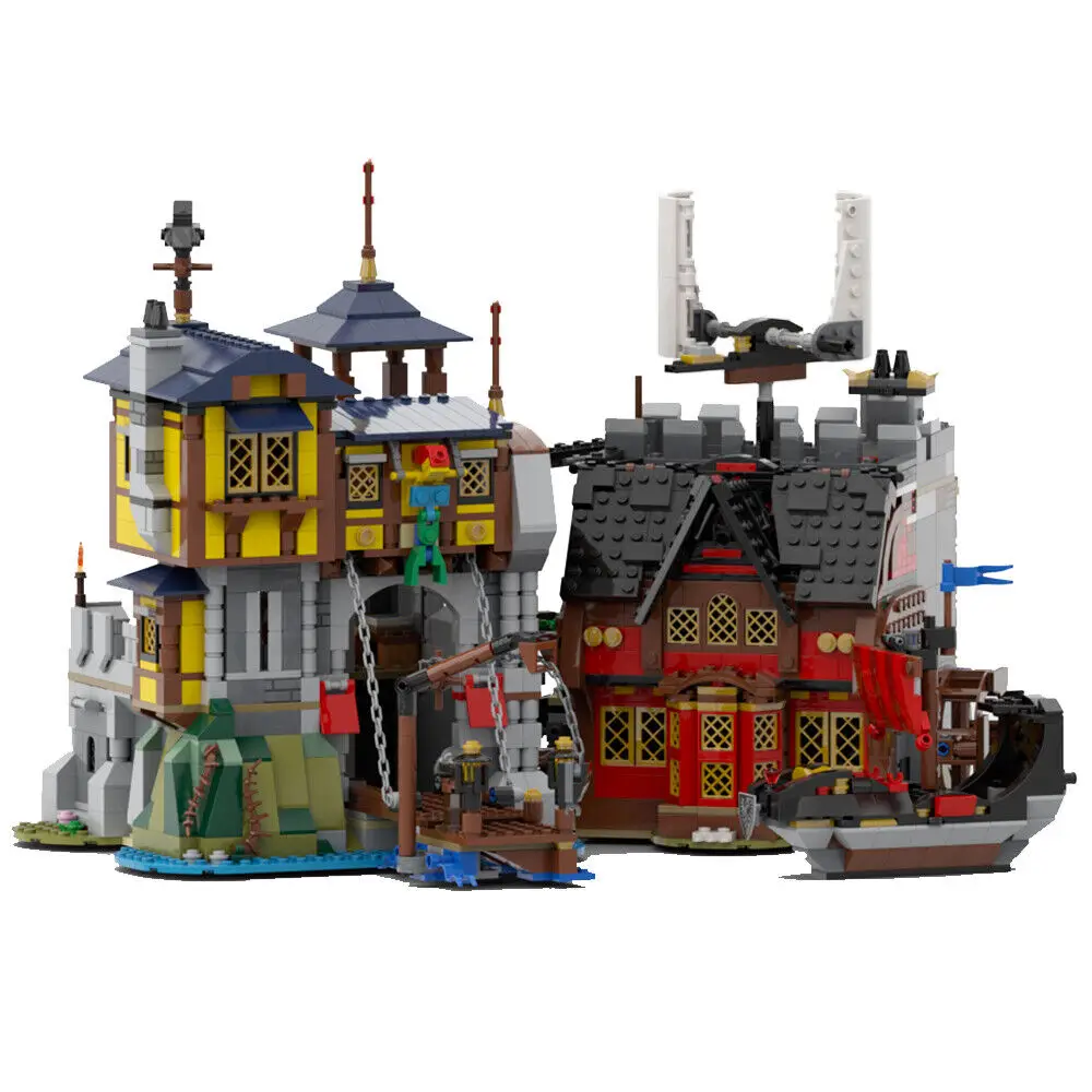 

Castle Port and Pirate Tavern with Ship and Garden Path 2284 Pieces MOC