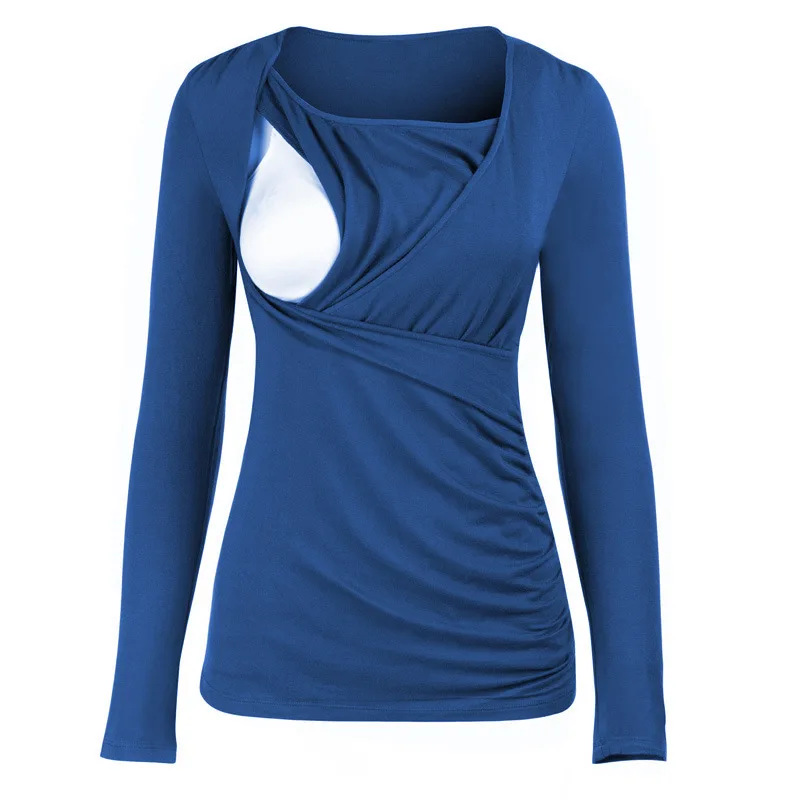 Nuove donne incinte T-shirt camicetta premaman allattamento al seno Casual manica lunga top a righe gravidanza allattamento camicia allattamento