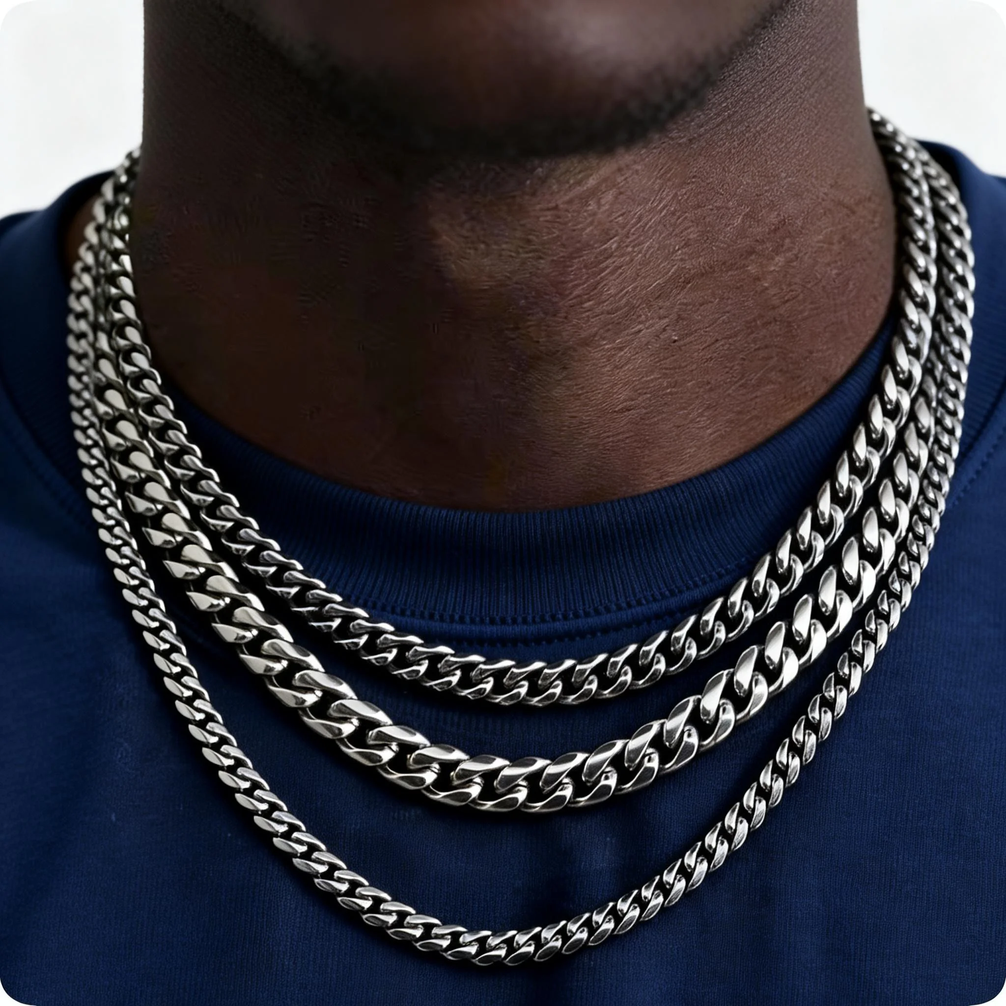 Chain Necklace for Men Boys 3/5/7mm Retro Grey Stainless Steel Collars Rock Punk Antique Jewelry Gifts