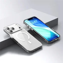 Luxury Clear Shockproof Magnetic Case with Wireless Charging Compatibility - iPhone 17 Air (Clear)