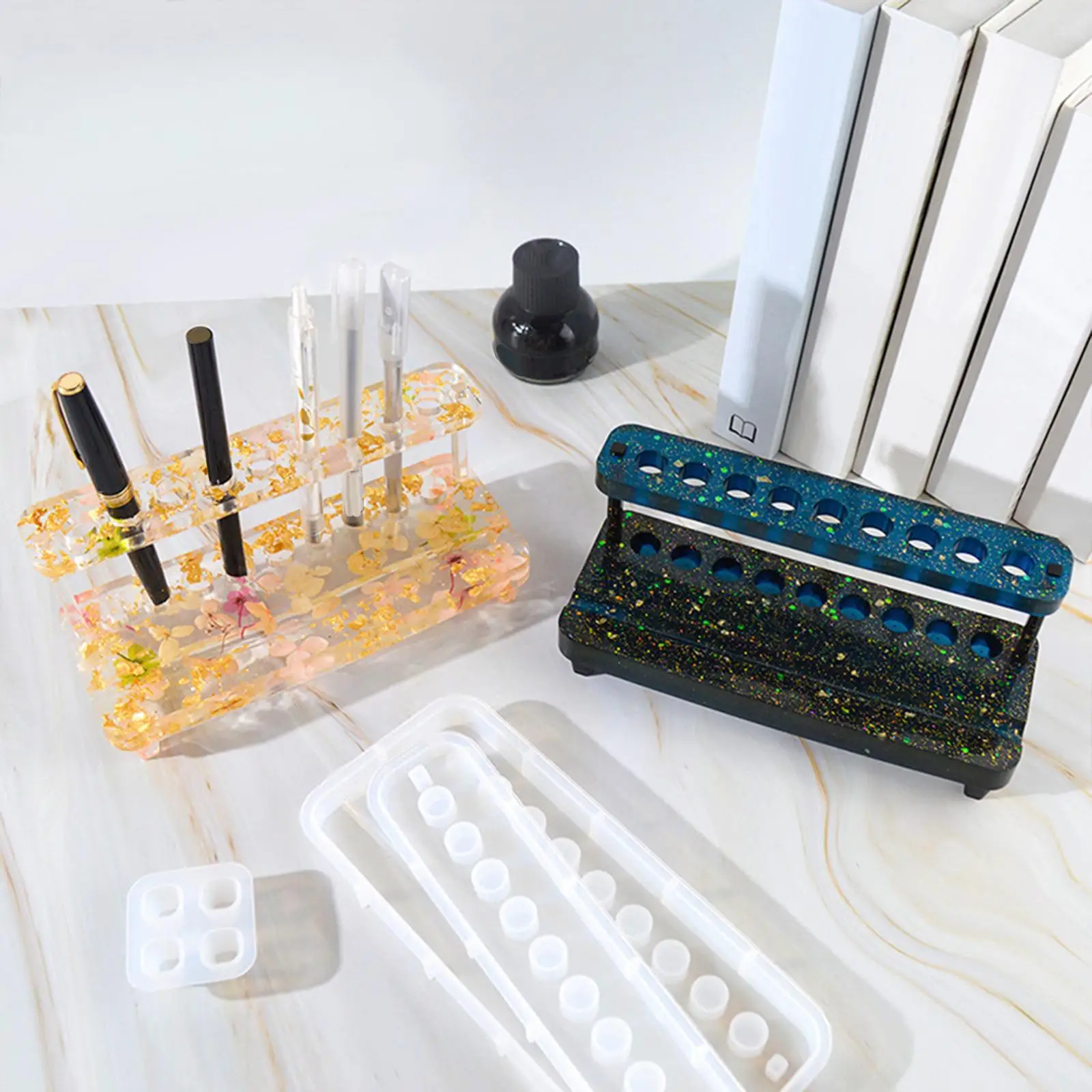 Silicone Pen Holder Mold for Epoxy Resin Makeup Brush Organizer Pen