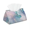 Abstract Teal Purple Gold Marble Facial Tissue Box Cover Rectangular 1908 Pink Green PU Leather Tissue Box Holder 1