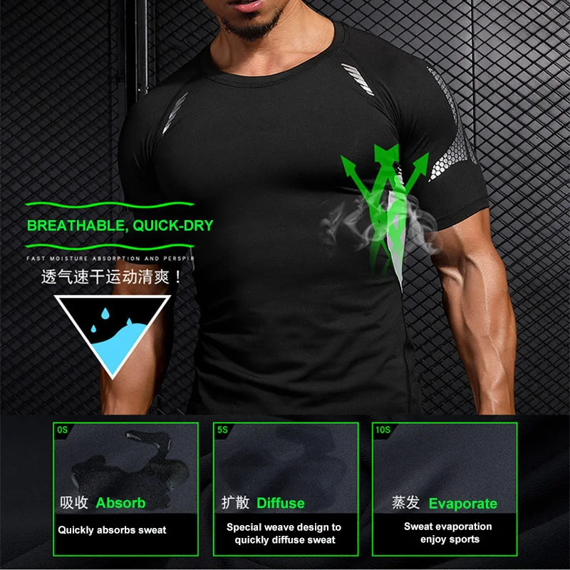 Men Sportswear Compression Sport Suits Quick Dry Running Sets Clothes Sports Joggers Training Gym Fitness Tracksuits Running Set
