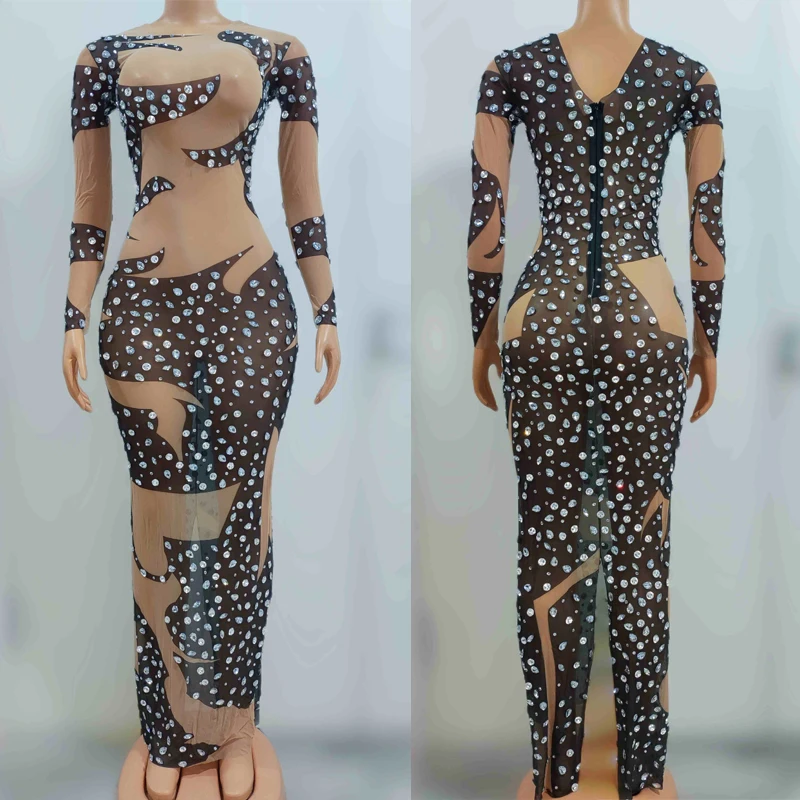 

Блестящие серебристые женские вечерние платья с длинным рукавом, прозрачное Сетчатое платье, праздничный костюм, наряд XS7472