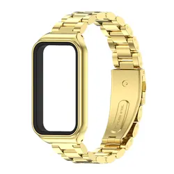 Premium Metal Bracelet Strap for Smart Watch - Stylish Global Version Replacement Band (Metal Gold)