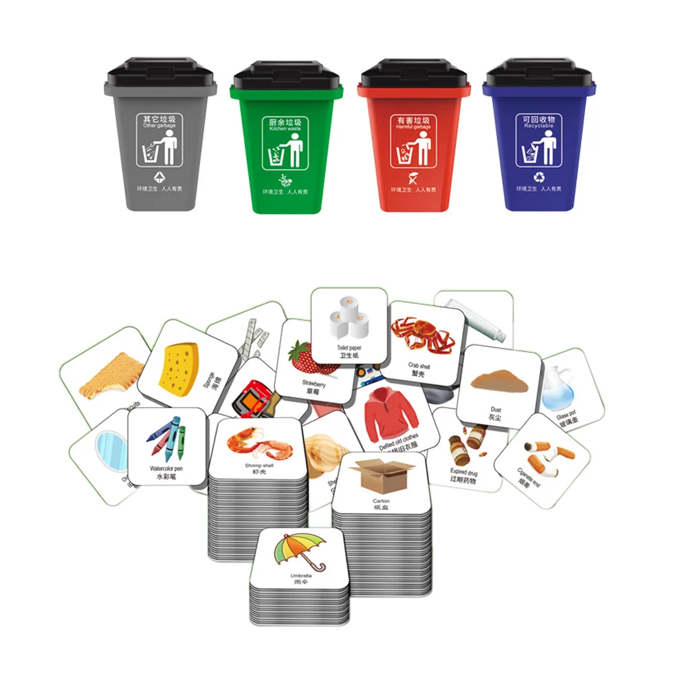 

1 Set Kids Early Teaching Tool Sorting Garbage Small Trash Can