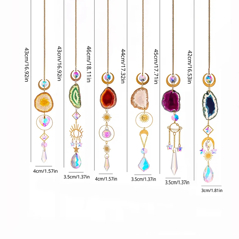 Natural Agate Crystal Suncatchers for Window Hanging Garden Sun Catchers with Crystals Rainbow Maker Indoor Outdoor Decor 5