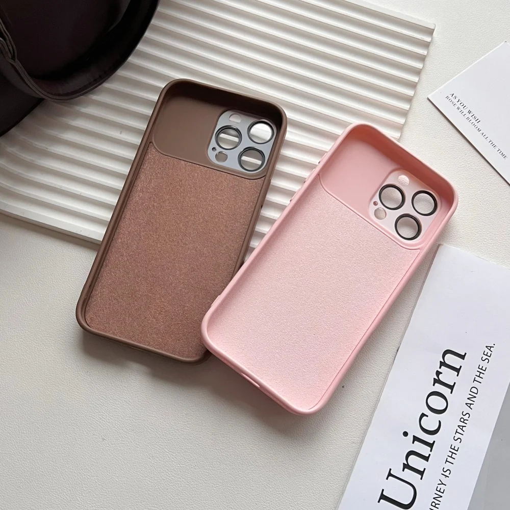 Large Window Liquid Silicone Orange Shockproof Phone Case with Fashion Lens Protection