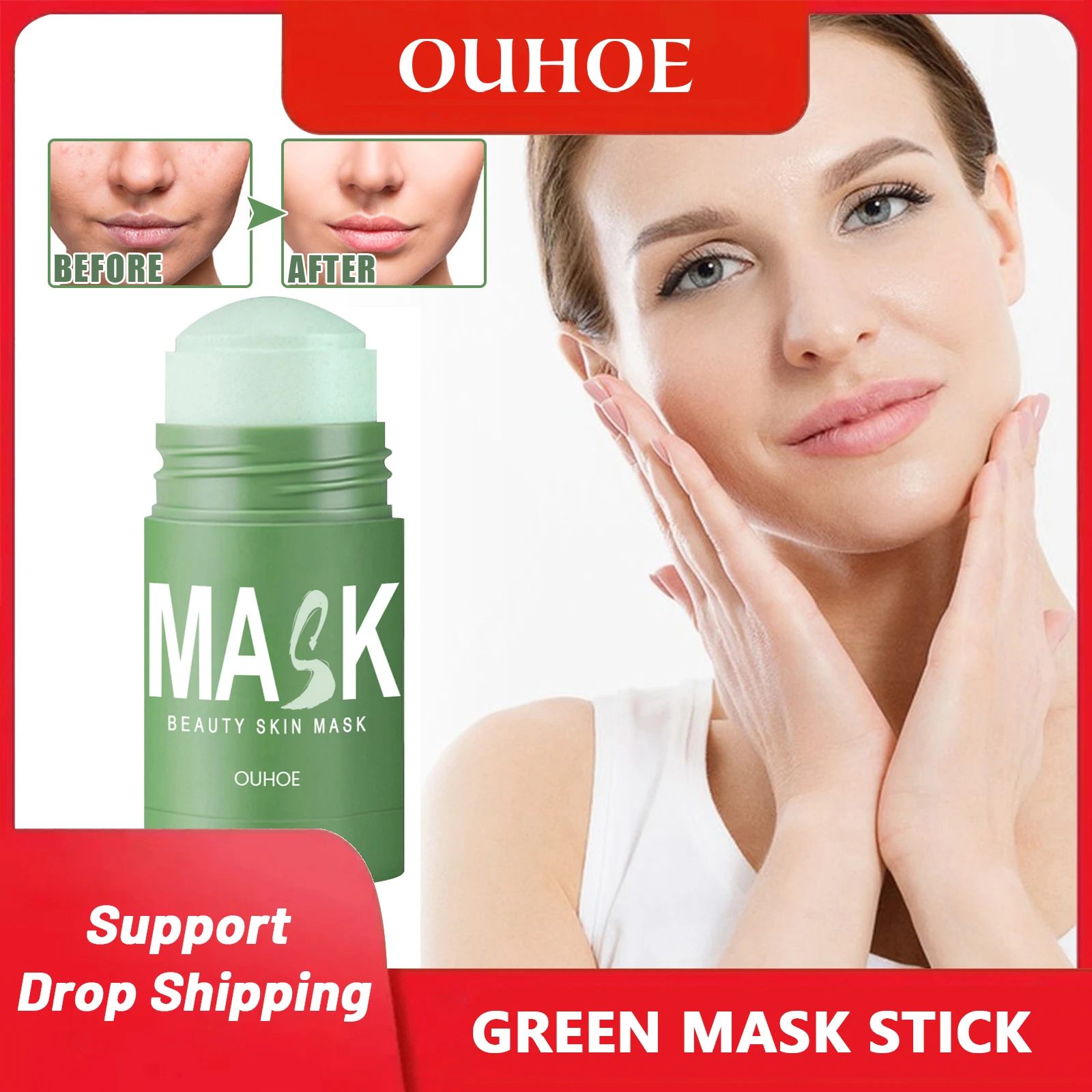 Ouhoe Green Tea Facial Mask Stick Anti Acne Blackhead Deep Cleansing