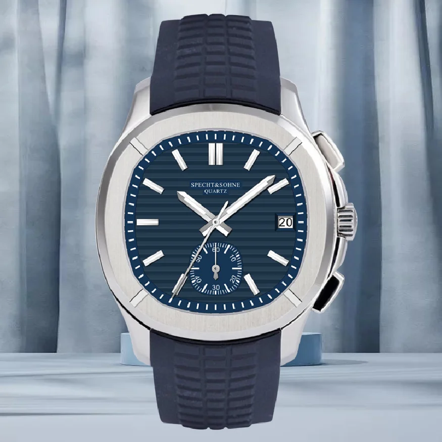 

Specht&Sohne 2023 New Men's Watches Top Luxury Quartz Watch For Men Chronograph Blue Rubber Strap 42MM ��ѧ�� �ާ�ا�ܧڧ� �ߧѧ���ߧ��